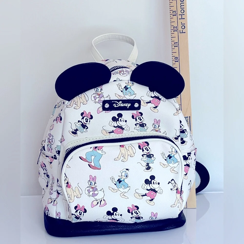 Adorable Multicolored Mickey Mouse & Friends Backpack with Iconic Ears. NWT.